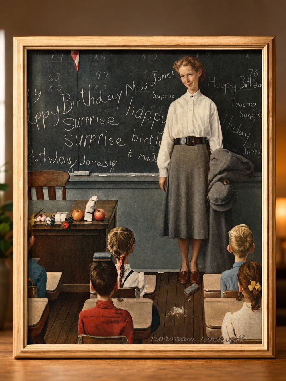 Norman Rockwell Framed Print The School Teacher March 17, 1950 15x12